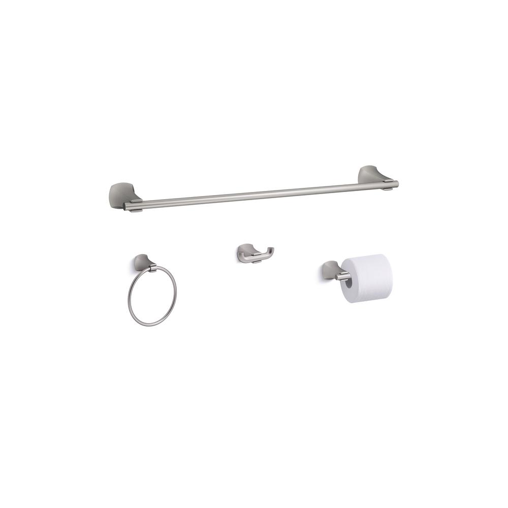Kohler Rubicon 4 Piece Bathroom Hardware Set In Vibrant Brushed Rubicon 4 Piece Bathroom Hardware Set