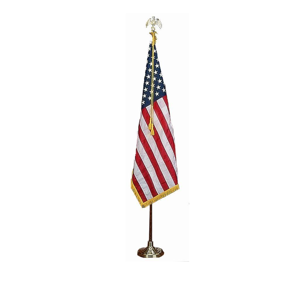 Flag and Solar Li Mansion Set- 6 ft Nylon U.S White Spinning Pole with 3x5 ft