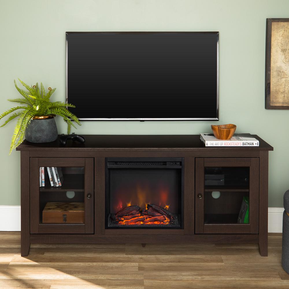 Walker Edison Furniture Company 58 In Traditional Electric Fireplace Tv Stand Espresso