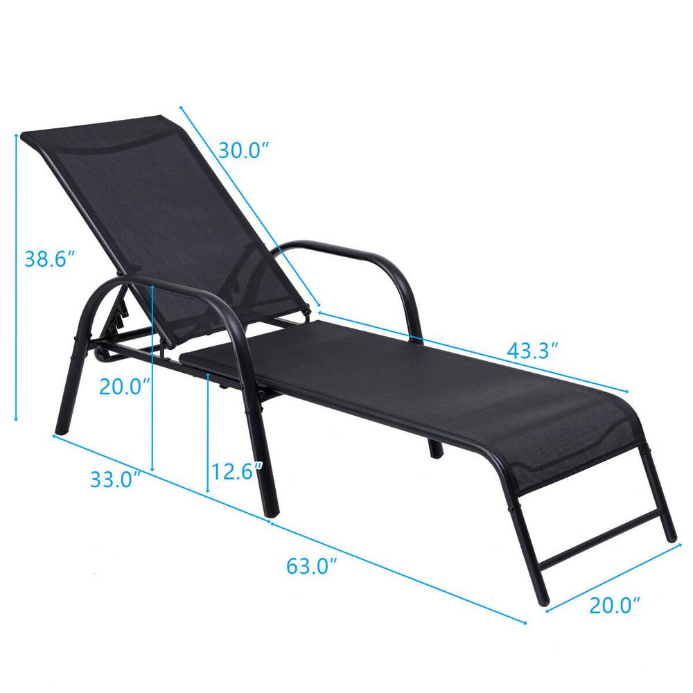 Costway Black 2 Pieces Of Metal Steel Back Adjule Outdoor Costway Black 2 Pieces Of Metal Steel