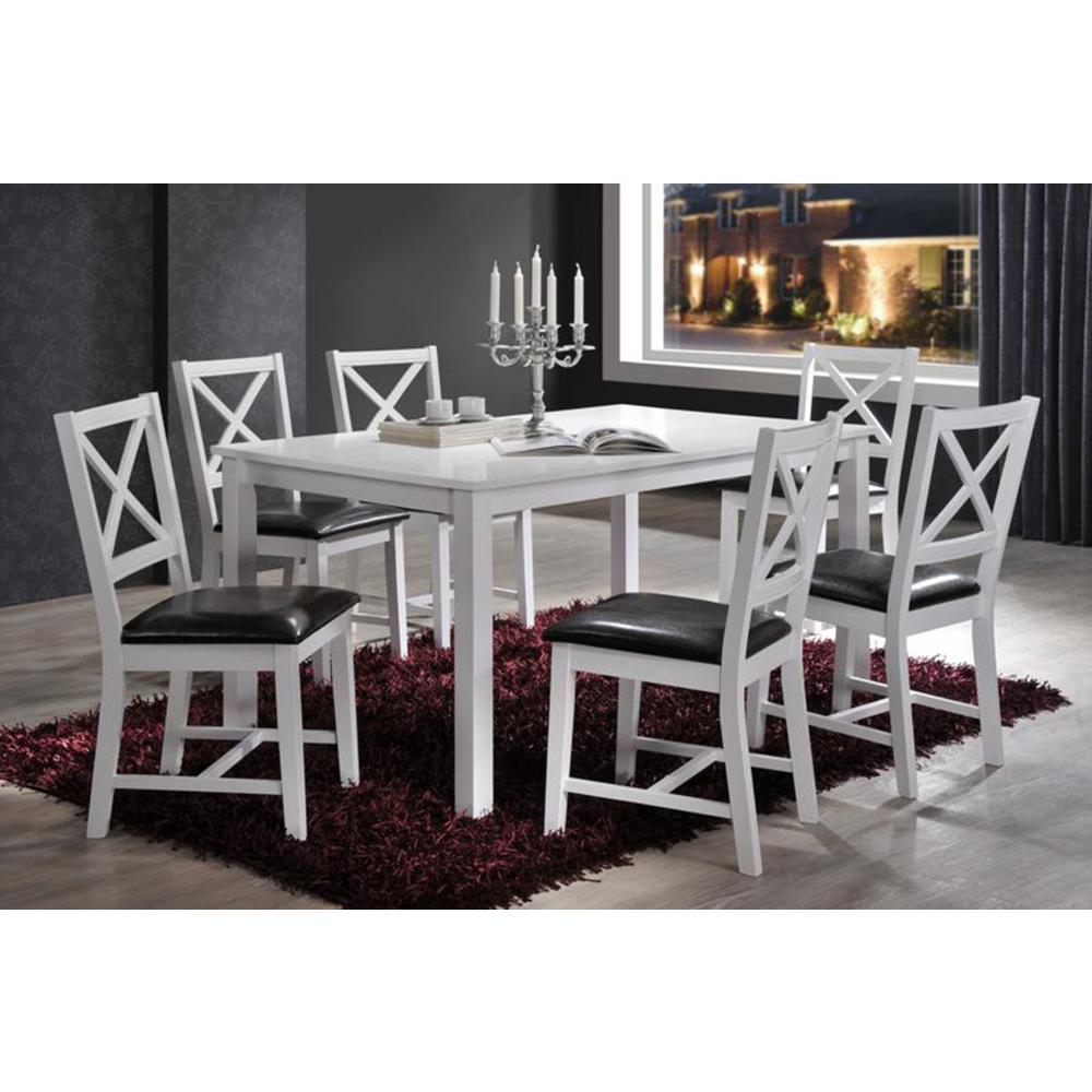 Indoor White And Black Cross Back 7 Piece Dining Set Solid Wood Rectangular Table Indoor White And Black Cross Back 7 Piece Dining Set Solid Wood Rectangular Table