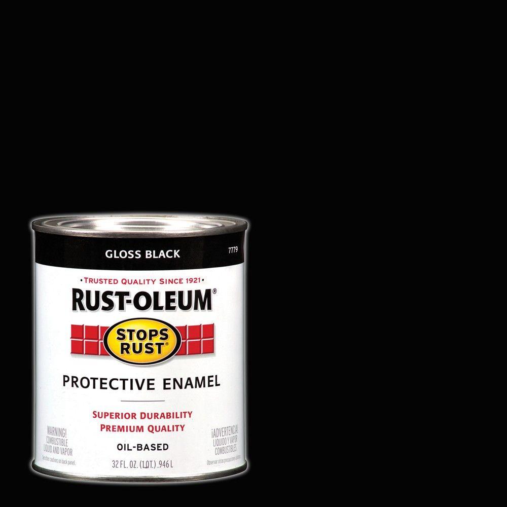 Rust-Oleum Stops Rust 1 qt. Protective Enamel Gloss Black Interior ...