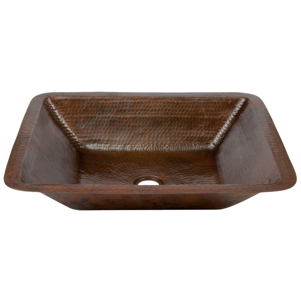 Premier Copper Products Under Counter Rectangle Hammered Copper Bathroom Sink In Oil Rubbed Bronze