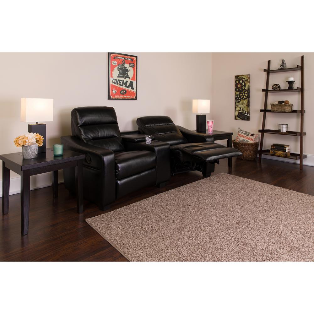 Flash Furniture Futura Series 2 Seat Reclining Black Leather Theater Flash Furniture Futura Series 2 Seat Reclining Black Leather Theater Seating Unit With Cup Holders