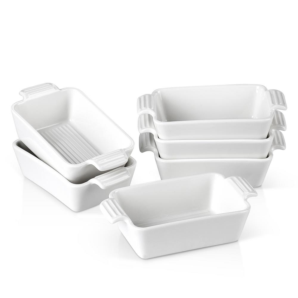 MALACASA 4-Piece Porcelain 7 fl.oz. Rectangle Ramekin Dish Set-BAKE ...