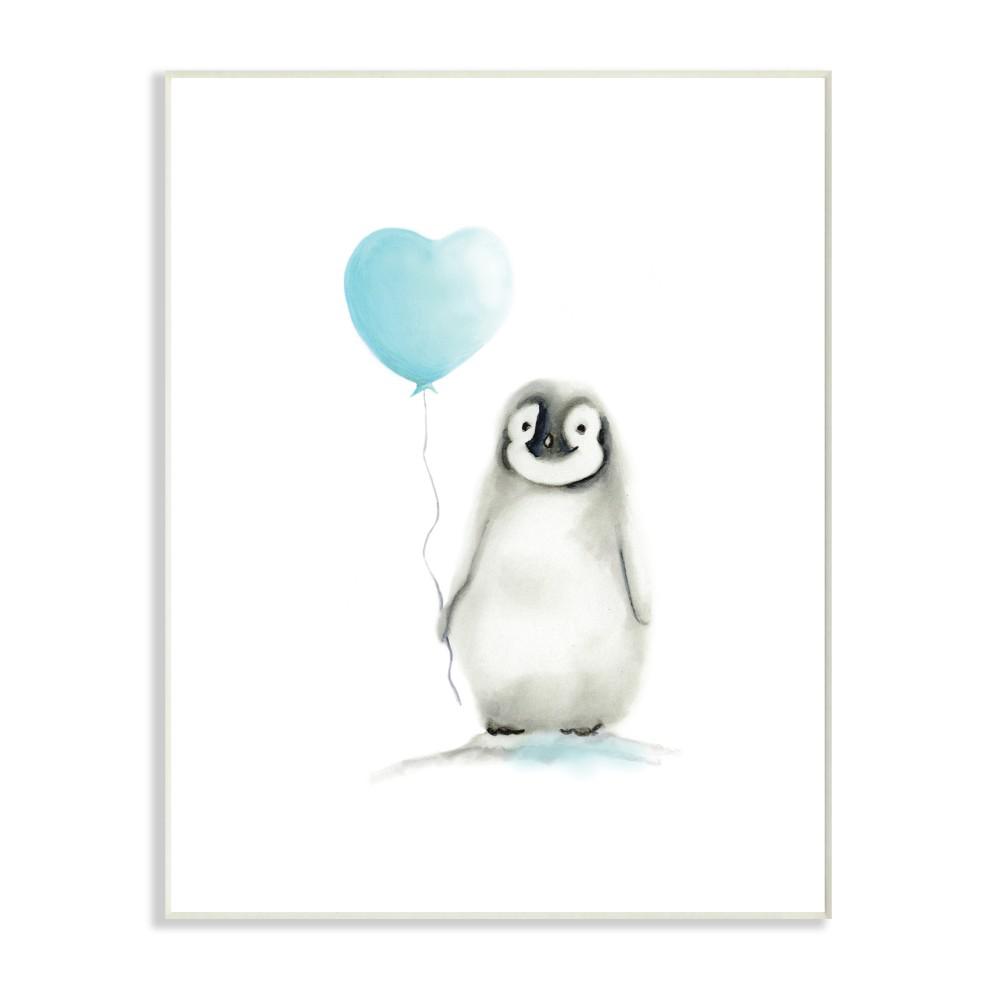 Stupell Industries 10 In X 15 In Baby Penguin With Blue Balloon By Studio Q Printed Wood Wall Art Brp 57 Wd 10x15 The Home Depot