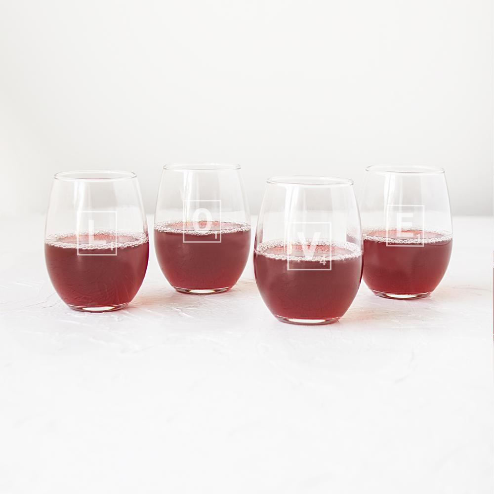 Cathy S Concepts Love Letter 15 Oz Stemless Wine Glasses Set Of 4 V17 Ld1106 4 The Home Depot