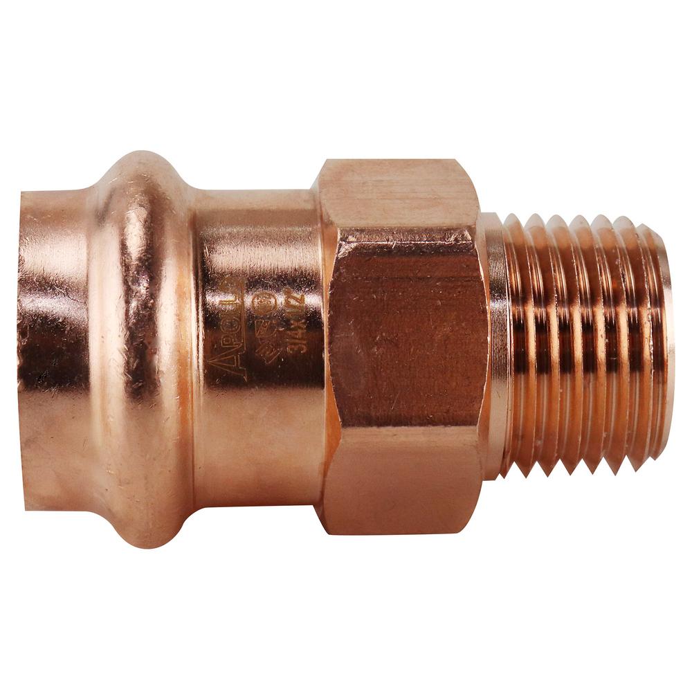 Apollo 3/4 in. x 1/2 in. Copper Press x MPT Male Adapter-XPRMA3412 ...