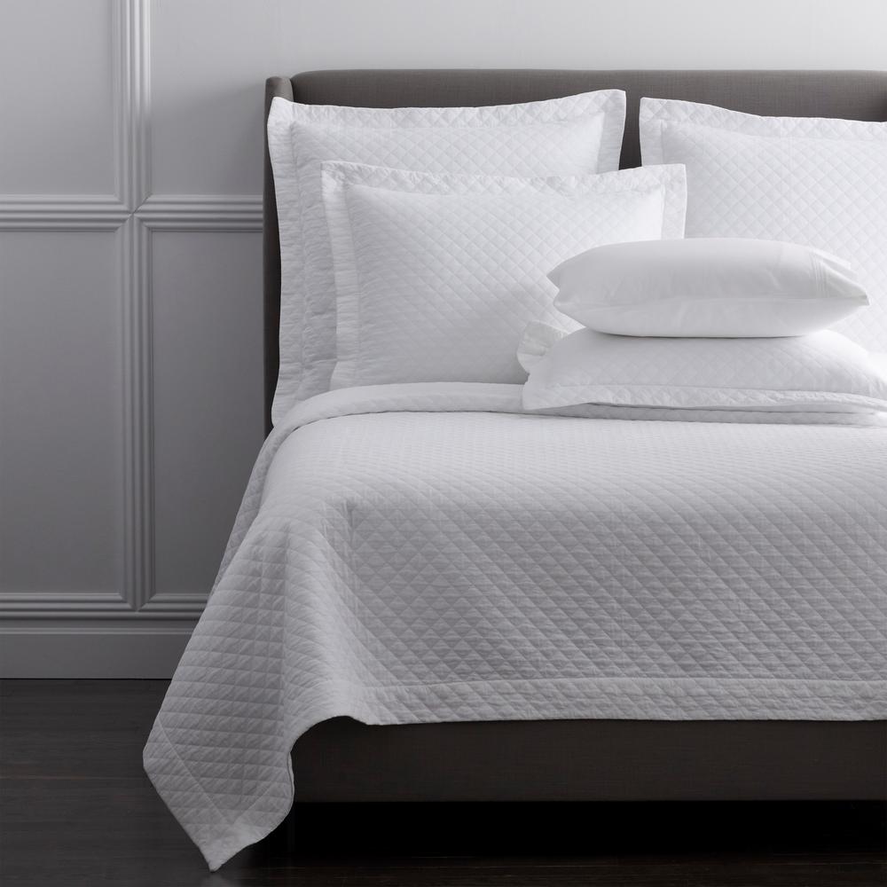 The Company Store Norfolk White Geometric 300Thread Count Cotton Blend Twin Coverlet50677QT