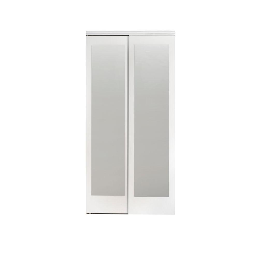 Impact Plus 72 In X 96 Mir Mel Primed Mirror Solid Core Mdf Interior Closet Sliding Door With Chrome Trim