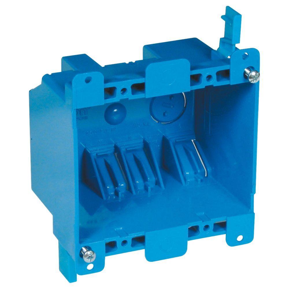 2-Gang 25 cu. in. Blue PVC Old Work Switch and Outlet Box ... a quad receptacle wiring 