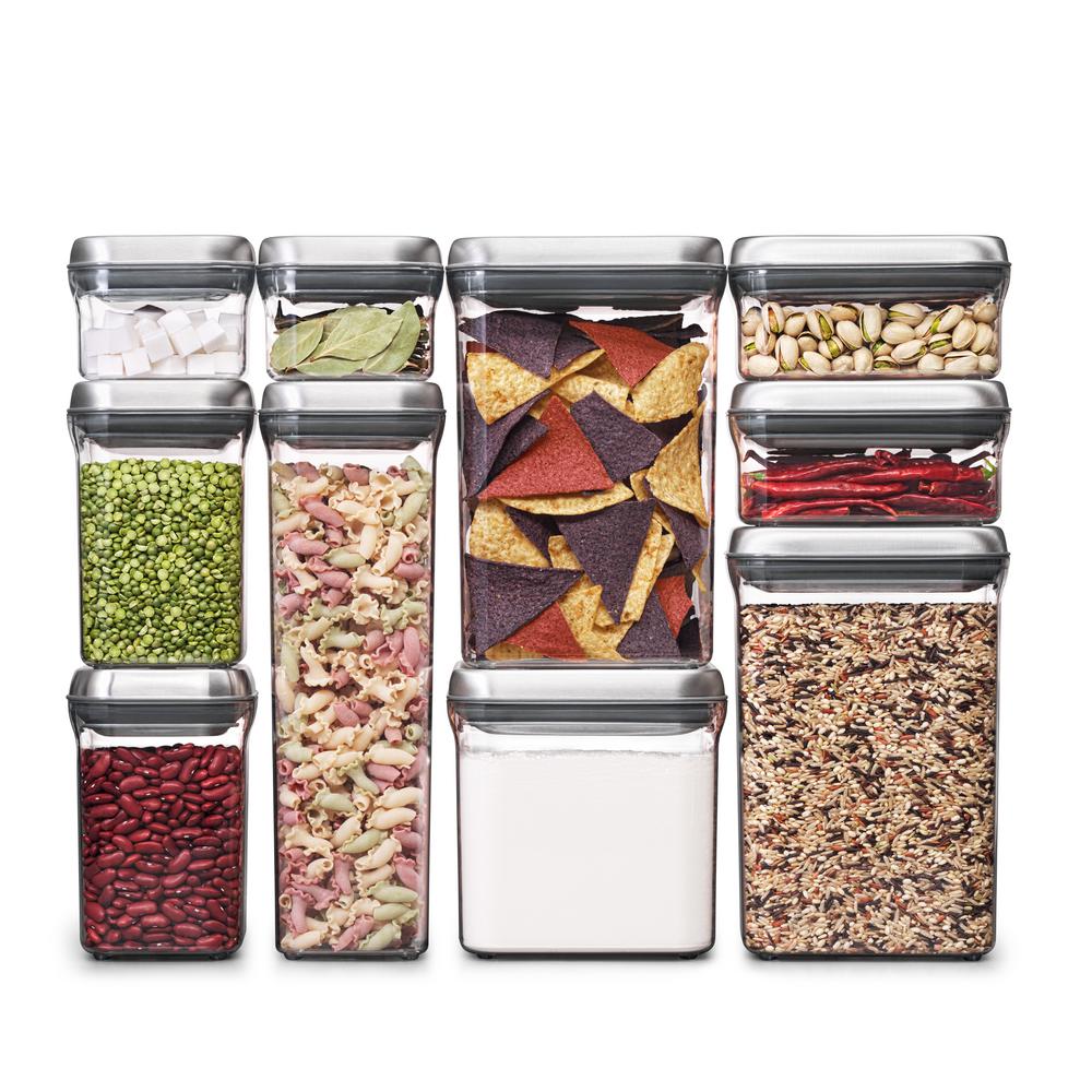 Oxo 10 Piece Steel Pop Container Set 3114100 The Home Depot