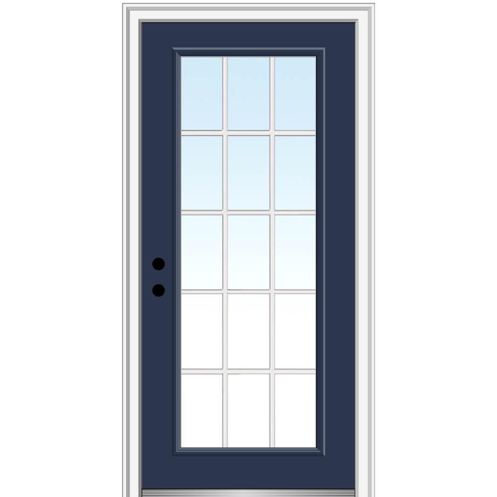 3 4 Lite 1 Panel Fiberglass Exterior Door With Decorative Glass By Therma Tru Fiberglass Exterior Doors Fiberglass Entry Doors Glass Decor