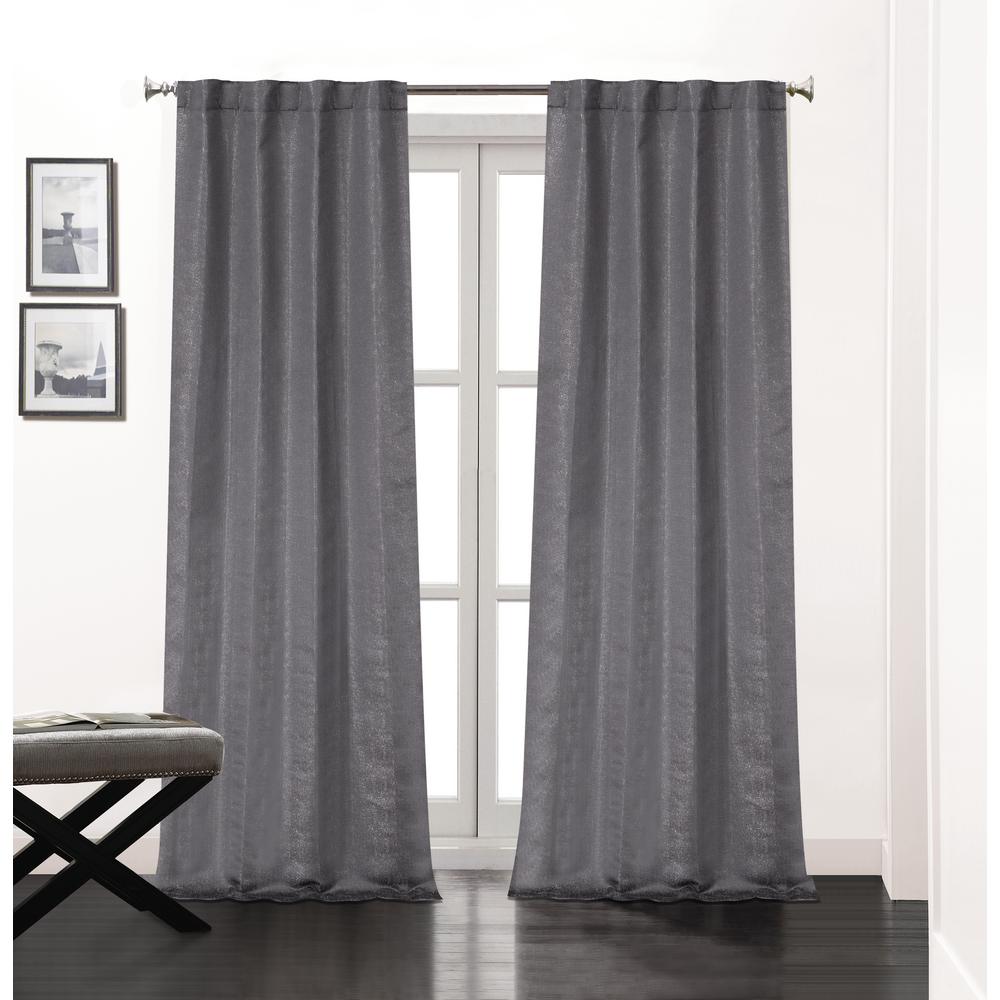 Dainty Home Soho 84 In L Polyester Double Layer Lined Rod Pocket L Polyester Double Layer Lined Rod Pocket Window Curtain Panel Pair In Charcoal 2 Pack