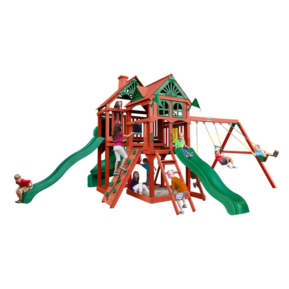 Gorilla Playsets Treasure Trove II Treehouse Wooden Playset with 3