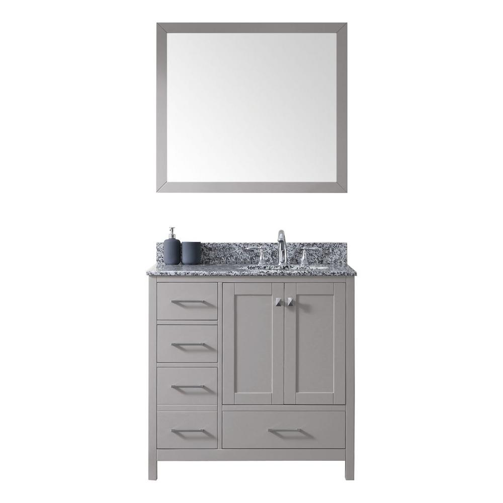 Virtu USA Caroline Madison 36 in. W Vanity in Grey with Granite Vanity