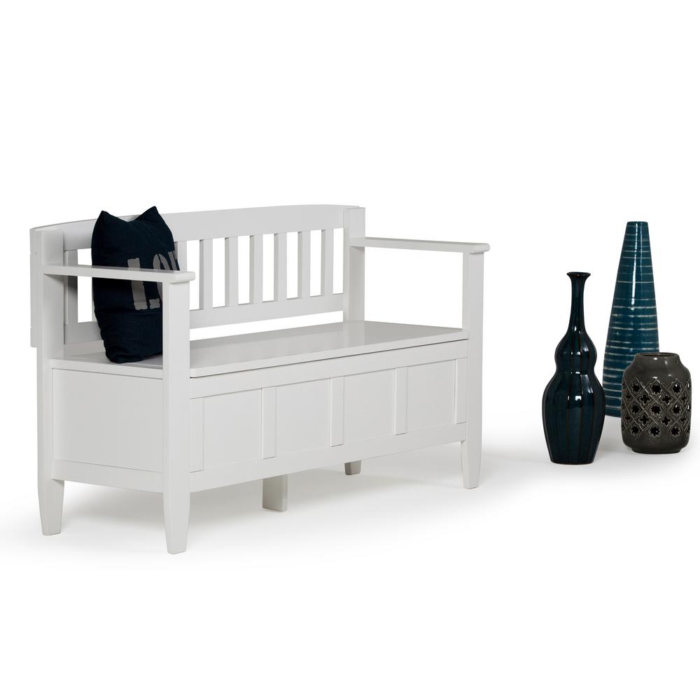 Simpli Home Brooklyn White Storage Bench3AXCBROBENWH The Home Depot