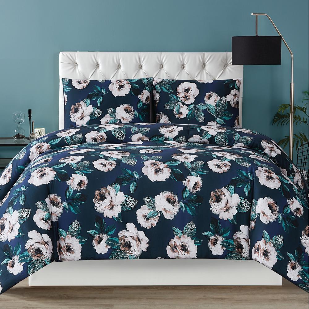 Style 212 Bedford 3Piece Blue Floral King Comforter SetCS1900BLKG