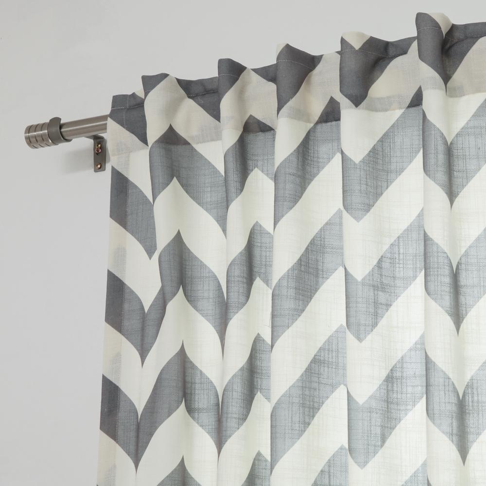 96 In L Grey Faux Linen Chevron Curtain 2 Pack Slublinen Chevr