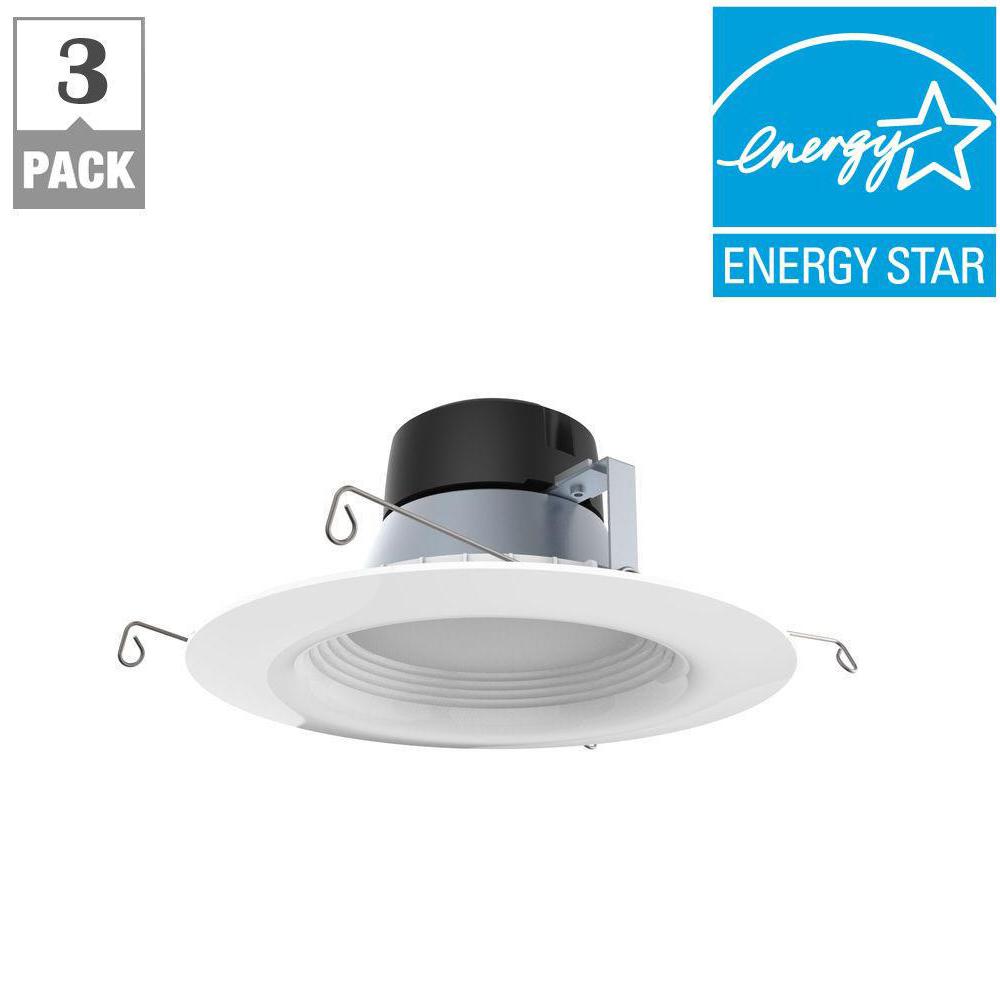 Ecosmart 5in 6in White Integrated Led Recessed Trim 3 Pack Dl White Integrated Led Recessed Trim 3 Pack