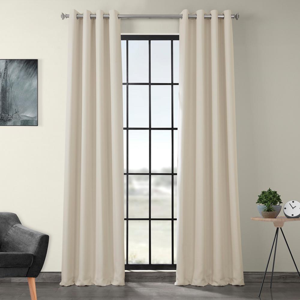 Exclusive Fabrics & Furnishings Birch Ivory Faux Linen Grommet Blackout