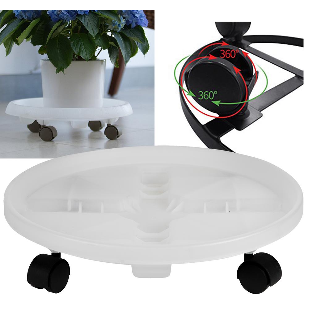 Bloem Rolling Planter Caddy 12 in. Clear Plastic Round