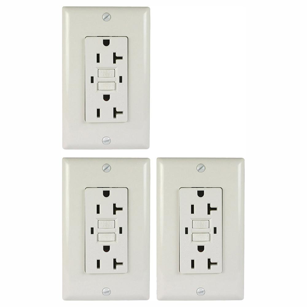 ASI 20 Amp 125 VDC GFCI Electrial Wall Outlet Indoor with Wall Plate