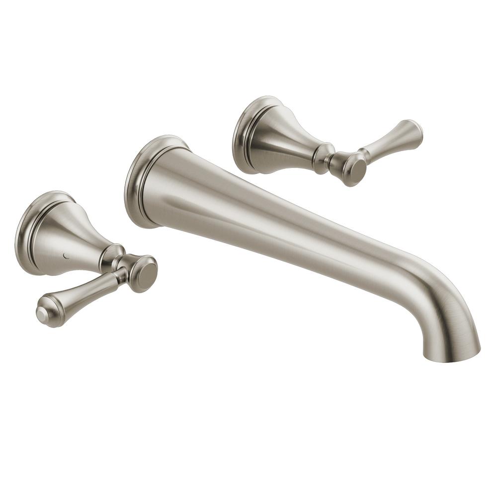 Delta Cassidy 2-Handle Wall-Mount Tub Filler Trim Kit In Stainless ...