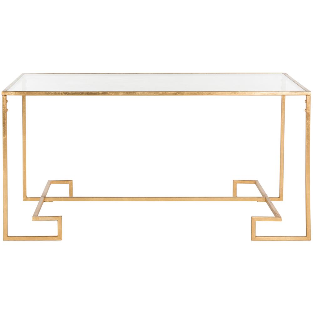 Safavieh Burton Glass Antique Gold Coffee Table Fox2582a The