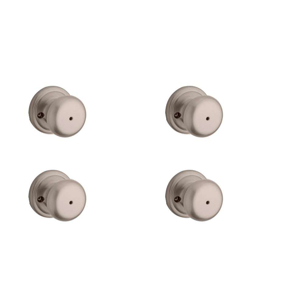 Kwikset Juno Satin Nickel Privacy Bed Bath Door Knob 4 Pack