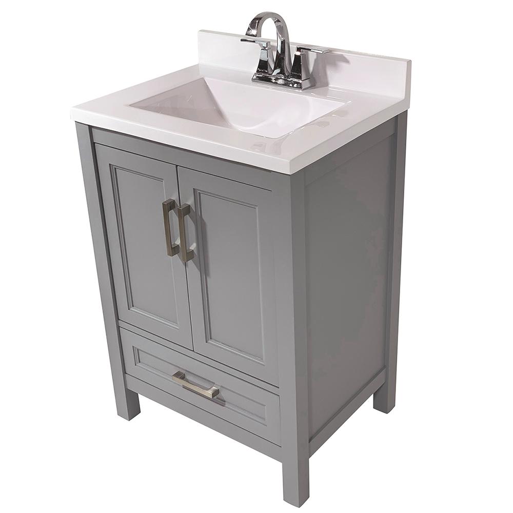 Amluxx Salerno 25 In W X 19 In D Bath Vanity Cabinet Only In Grey Sl24gr The Home Depot