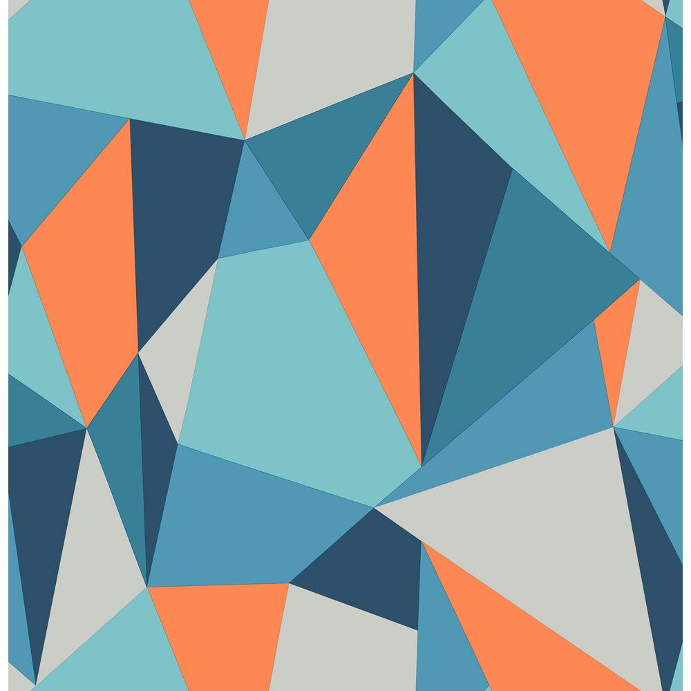 Brewster 8 In X 10 In Kline Blue Facet Wallpaper Sample