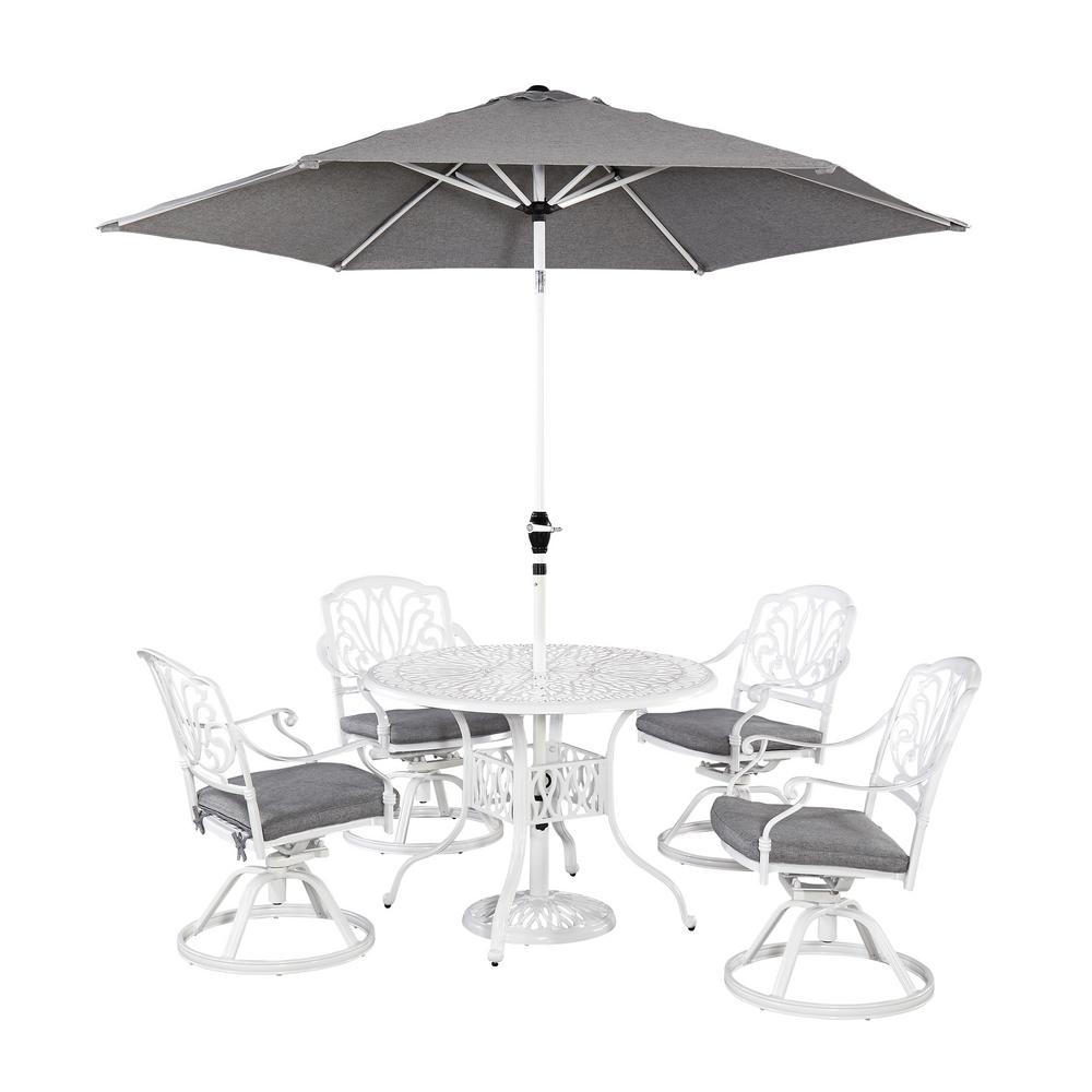 Home Styles Floral Blossom Taupe 7Piece Patio Dining Set with Beige