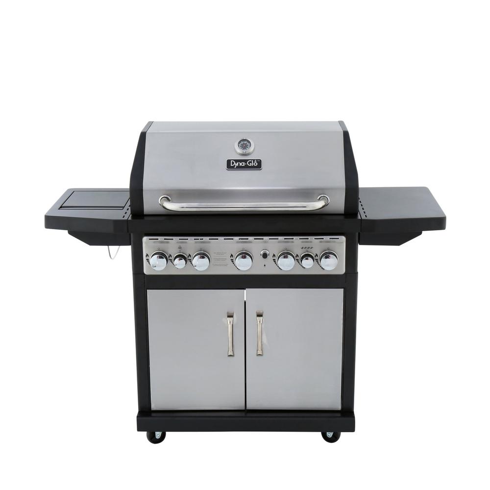 DynaGlo 5Burner Propane Gas Grill with Side Burner and Rotisserie