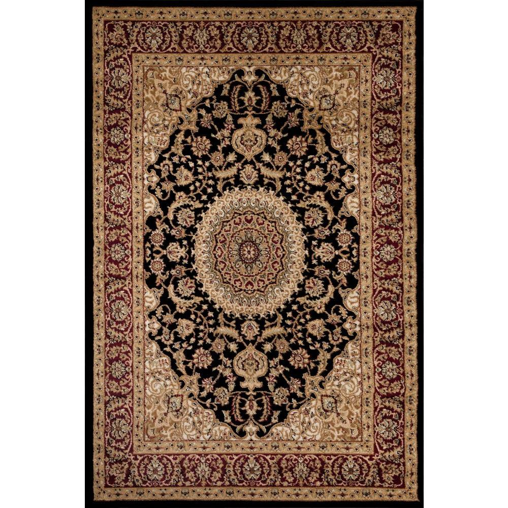 World Rug Gallery Traditional Oriental Medallion Design Black 2 ft. x 3 ...