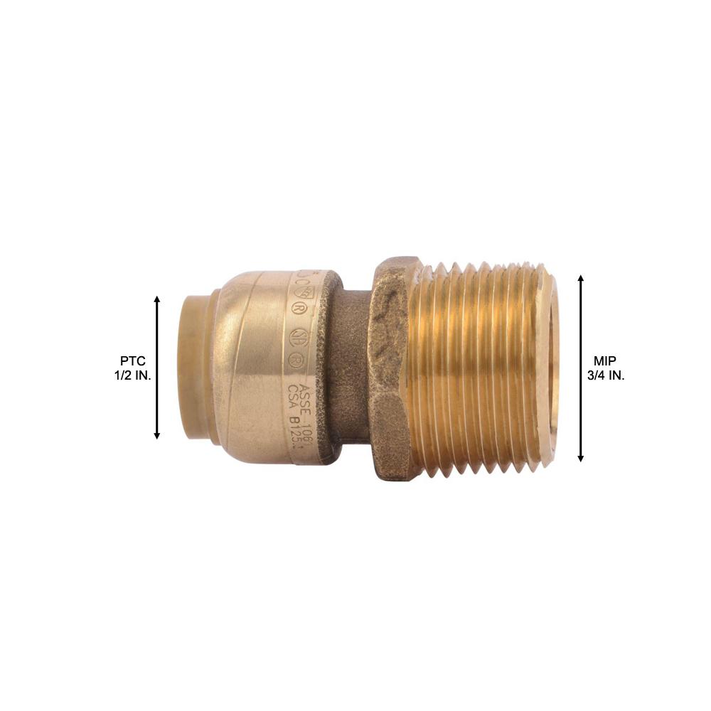Sharkbite 1 2 In Push To Connect X 3 4 In Mip Brass Reducing Adapter Fitting U116lfa The Home Depot