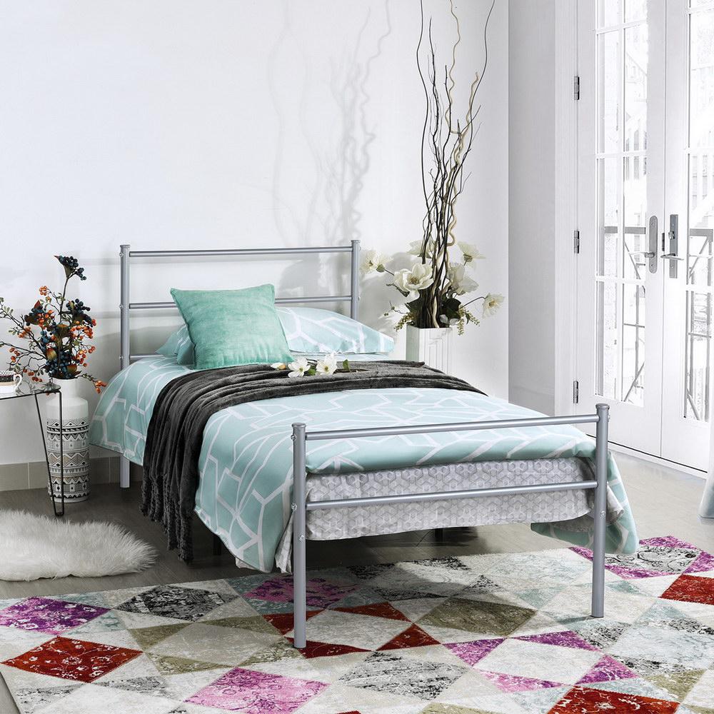 Metal Gray Beds Bedroom Furniture The Home Depot