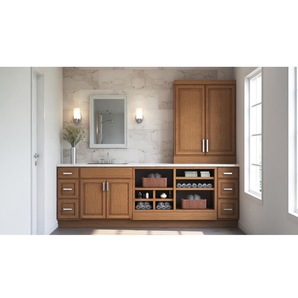 Hampton Bay Hampton Partially Assembled 36 X 34 5 X 24 In Corner Sink Base Kitchen Cabinet In Medium Oak Kcsb36 Mo The Home Depot