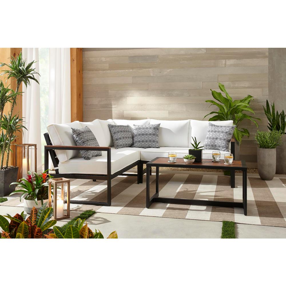 Hampton Bay Tacana 4Piece Wicker Patio Sectional Set with Beige