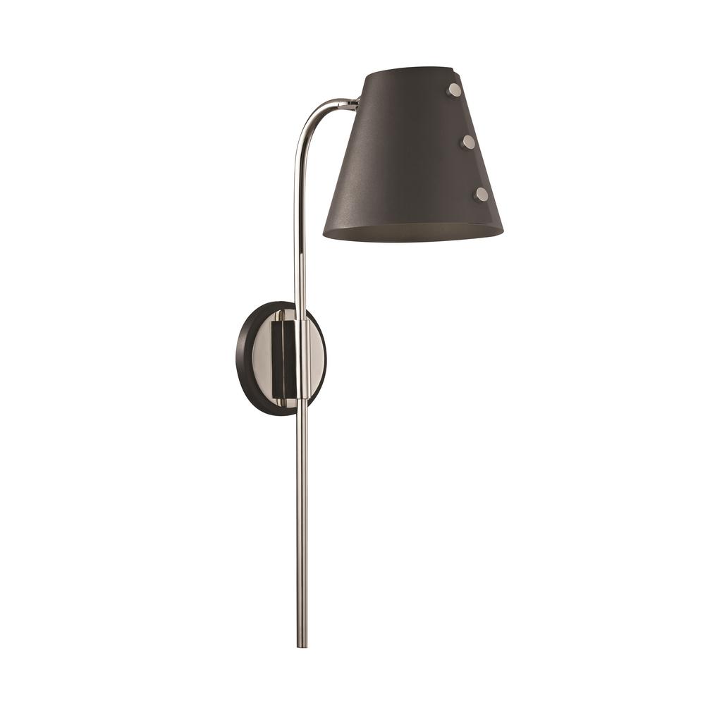 Mitzi By Hudson Valley Lighting Meta 1 Light Polished Nickel Led Wall Sconce With Plug And Black Accents Mitzi By Hudson Valley Lighting Meta 1 Light Polished Nickel Led Wall Sconce With Plug And Black Accents