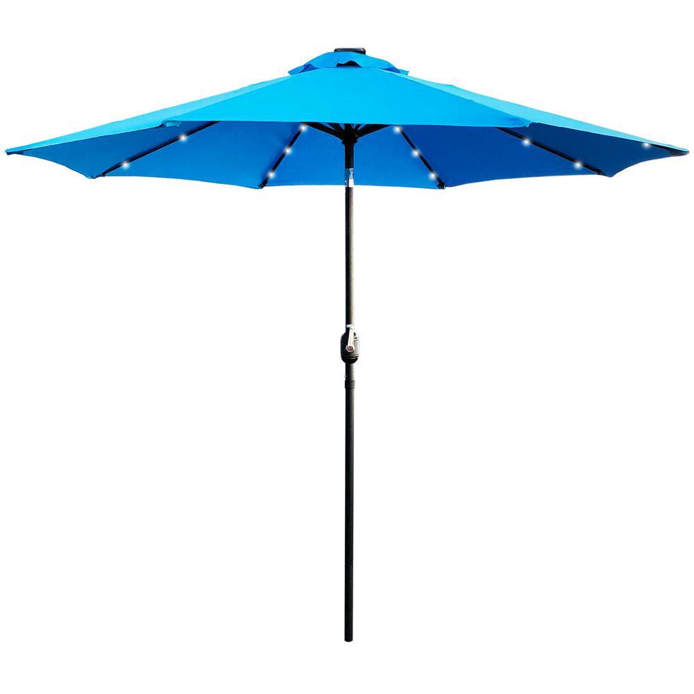 Maypex 9 ft. Steel Market Crank and Tilt Round Solar Light Patio