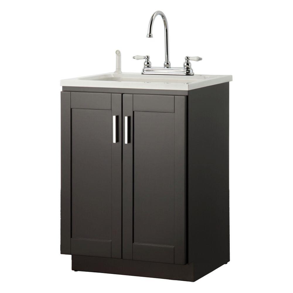 Foremost Palmero 24 In Laundry Vanity Espresso And Abs Sink Laundry Vanity In Espresso And Abs Sink White Faucet Kit Plea2421 The Home Depot