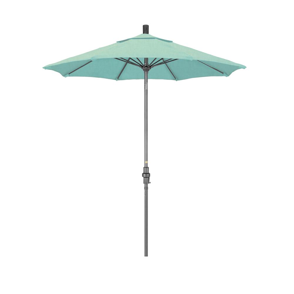 7 5 Ft Blue Patio Umbrellas Patio Furniture The Home Depot