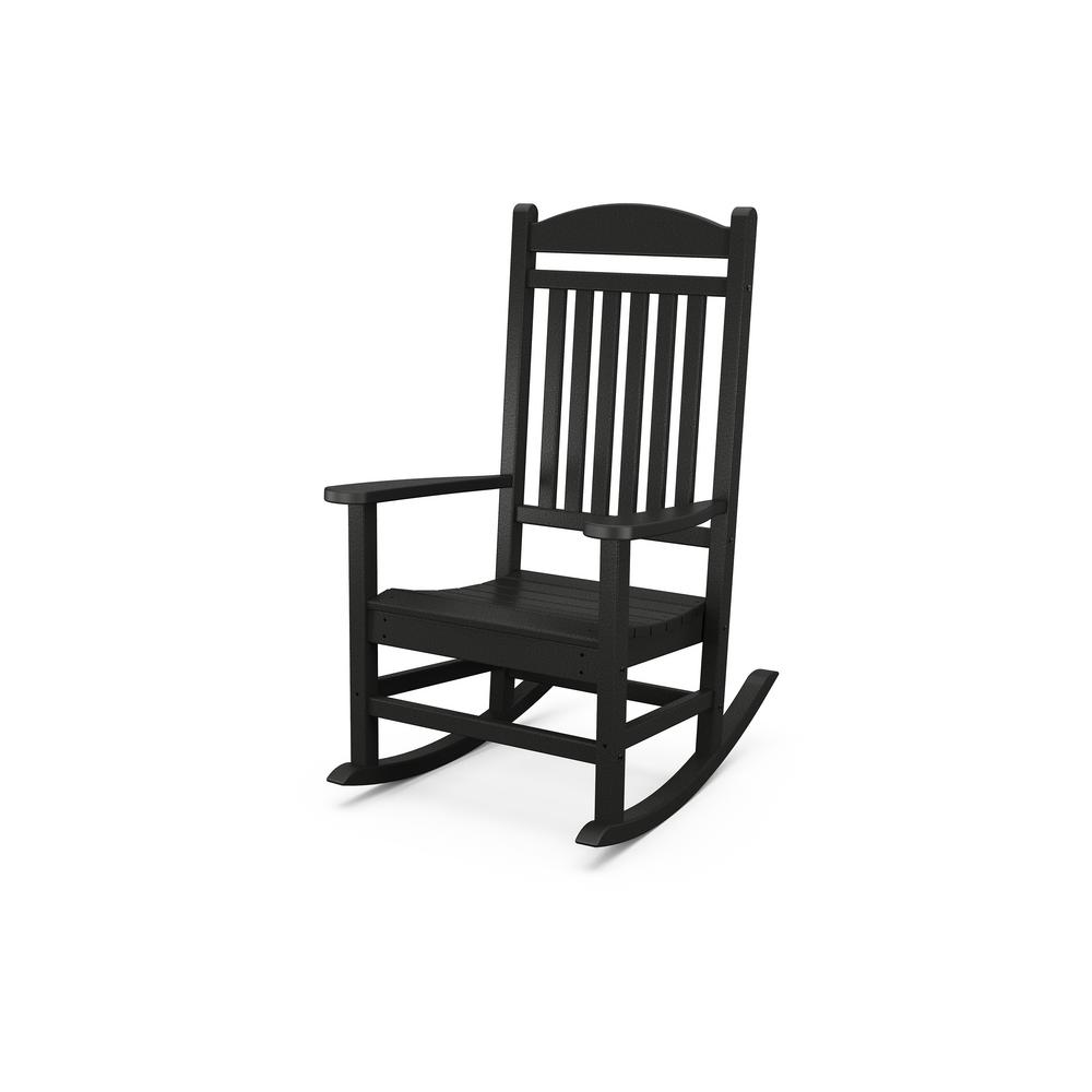 POLYWOOD Grant Park Black Plastic Outdoor Rocking Chair ...