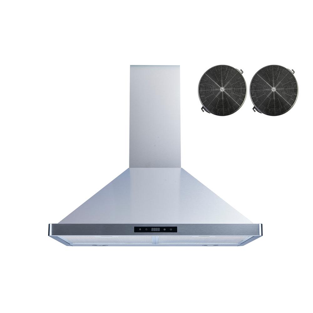 Range Hood 30 in Stainless Steel Convertible Wall Mount With Mesh Filters