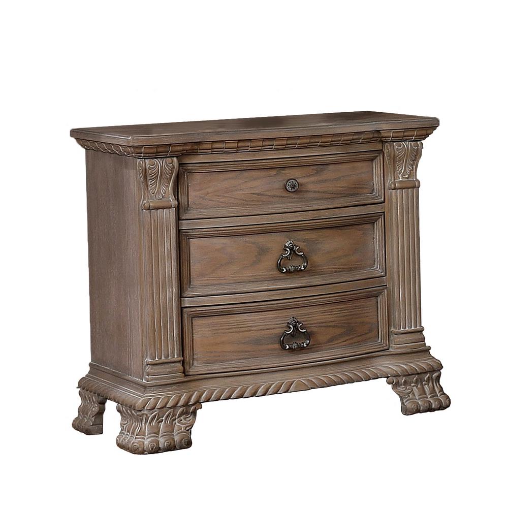 furniture of america amarica 1-drawer weathered light oak nightstand