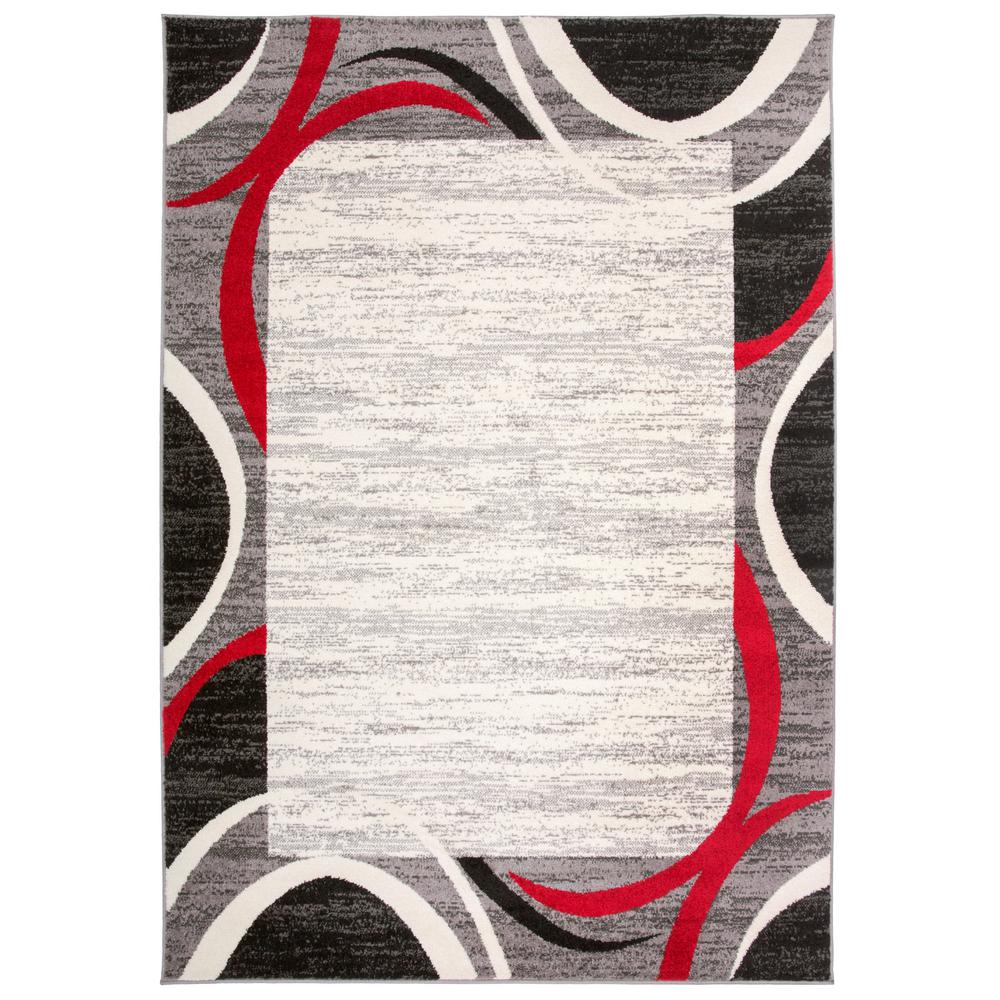 World Rug Gallery Modern Geometric Border Area 3 X 5 Red