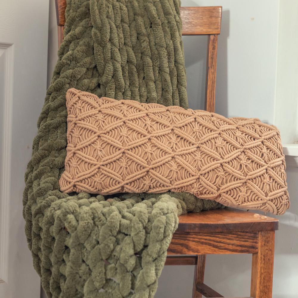 DONNA SHARP Olive Chenille Chunky Knit Throw 70079 The Home Depot
