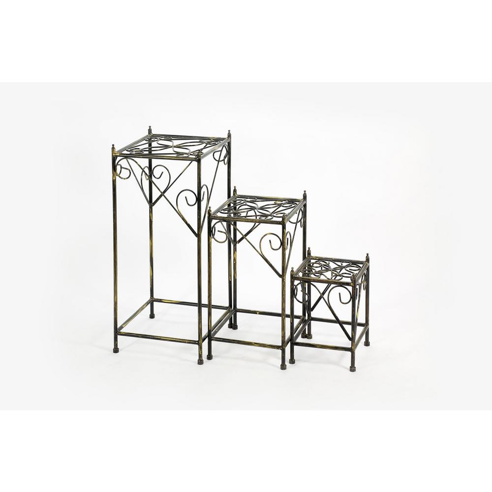 Ore International Cast Iron Square Plant Stand Set Of 3 Lb 1708 The