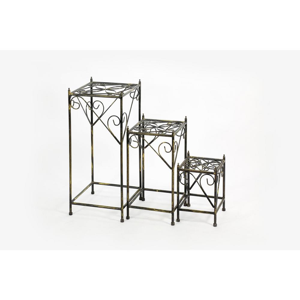 Cast Iron Plant Stands Planters The Home Depot Cast Iron Square Plant Stand Set Of 3
